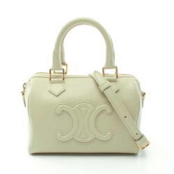 Celine Boston Cuir Triomphe Handbag Leather Green - Picture 1 of 5
